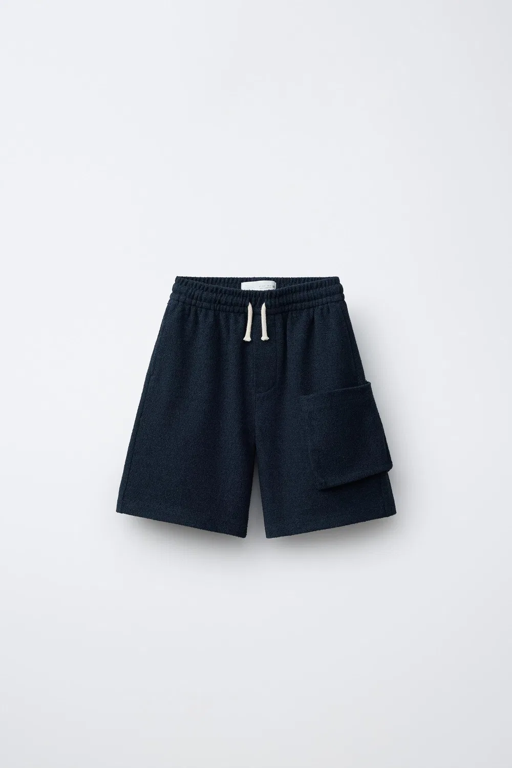 Бермудские шорты с эффектом терри ZARA, Navy Blue