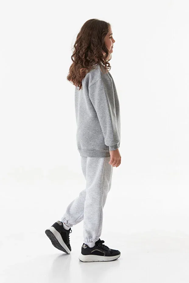 Детские свитшот для девочек с принтом Fulla Moda, Gray — фото 4