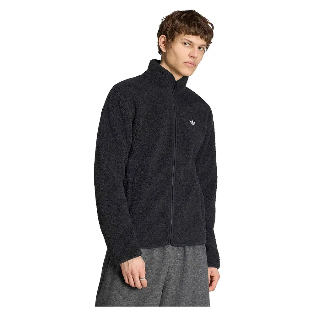 Куртка флисовая Trefoil Essentials Teddy Fleece Adidas Originals, черный