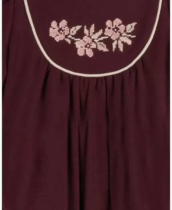 Детский ромпер с длинным рукавом с вышивкой Stitch Wool Collection Ely'S & Co., Wine — фото 2