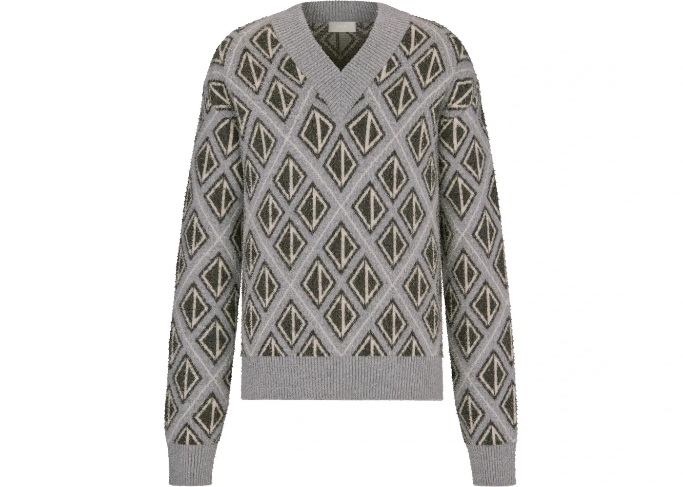 Мужской свитер с ромбовидным мотивом CD Diamond Sweater with CD Diamond Motif Dior, Gray