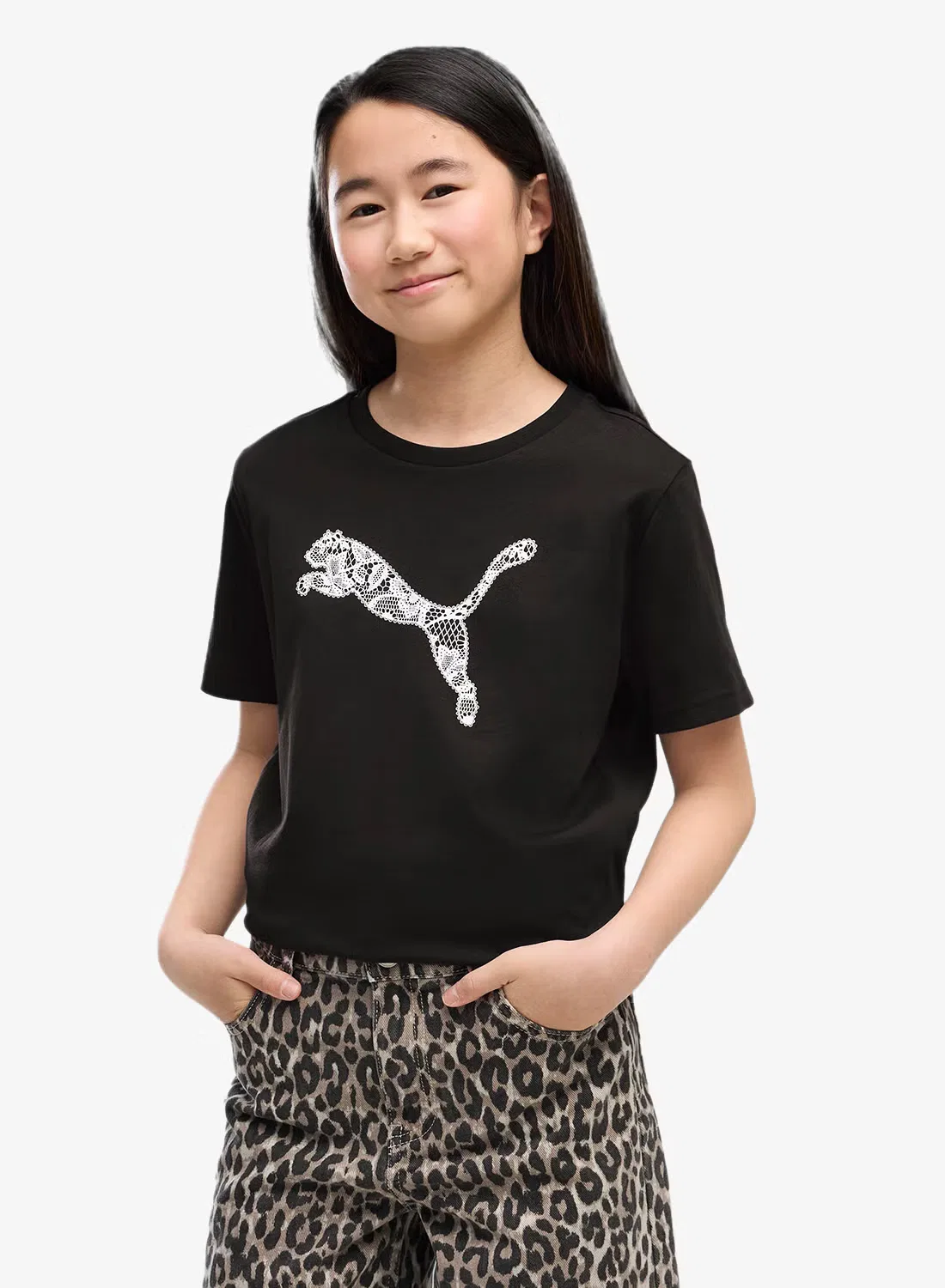 Футболка с графическим принтом Youth Graphic Lace Cat Puma, черный