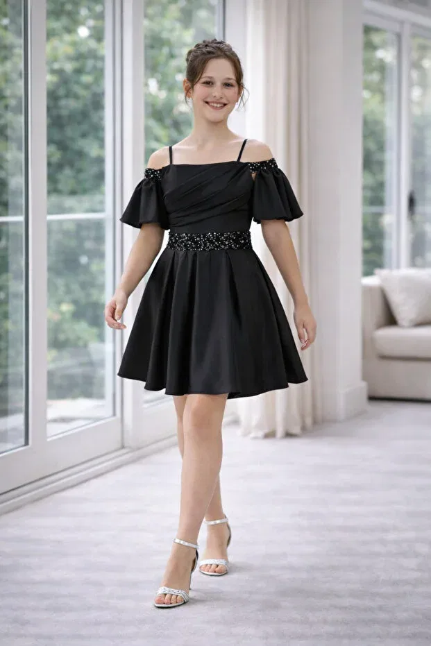 Детское платье для девочек сатиновое Party Erkut, Black