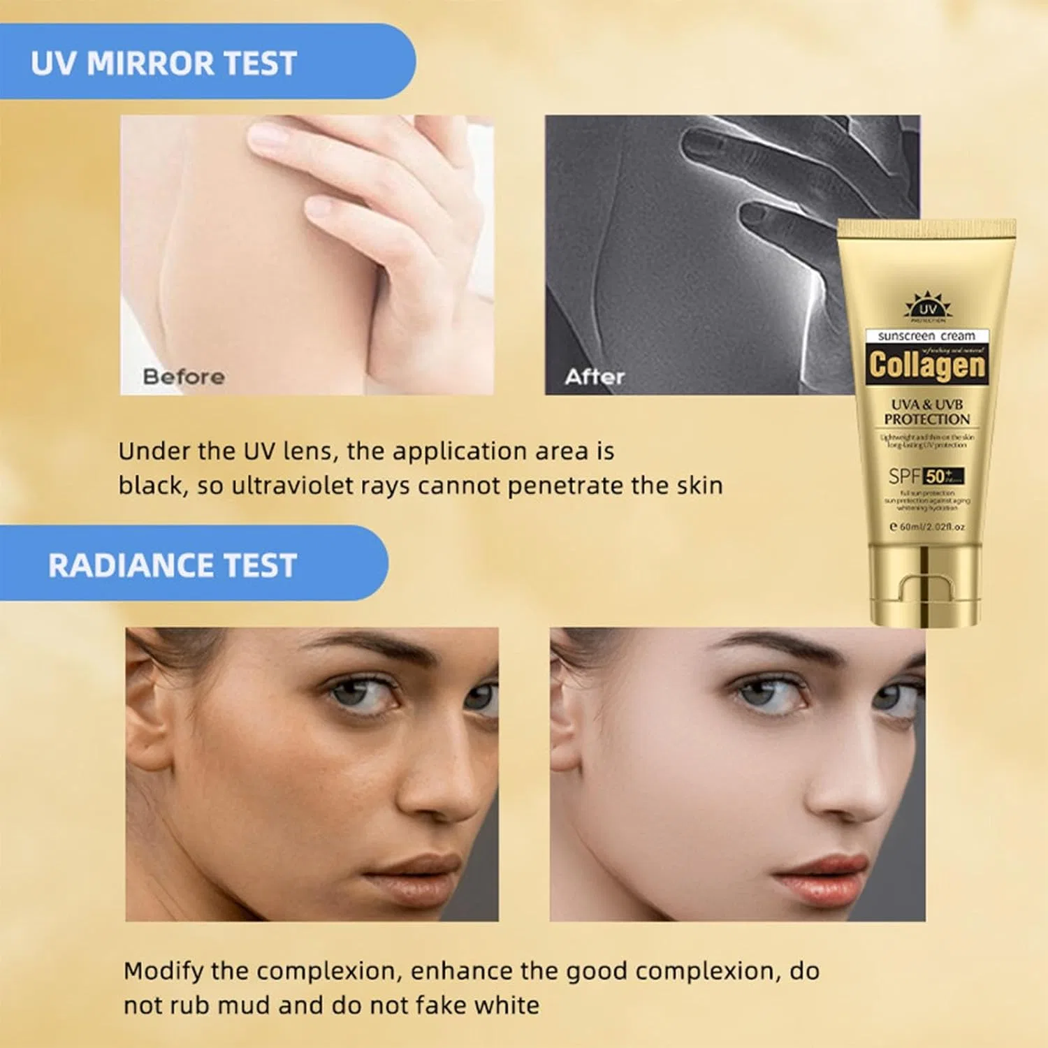 Крем солнцезащитный с коллагеном, SPF 30, 60 мл, 2 шт Generic — фото 4