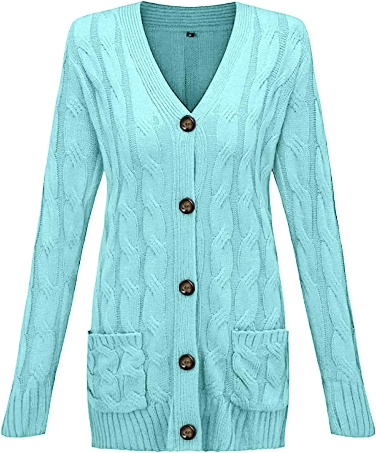 Женский кардиган с длинным рукавом Open Front Cardigan, X1-Light Blue — фото 3