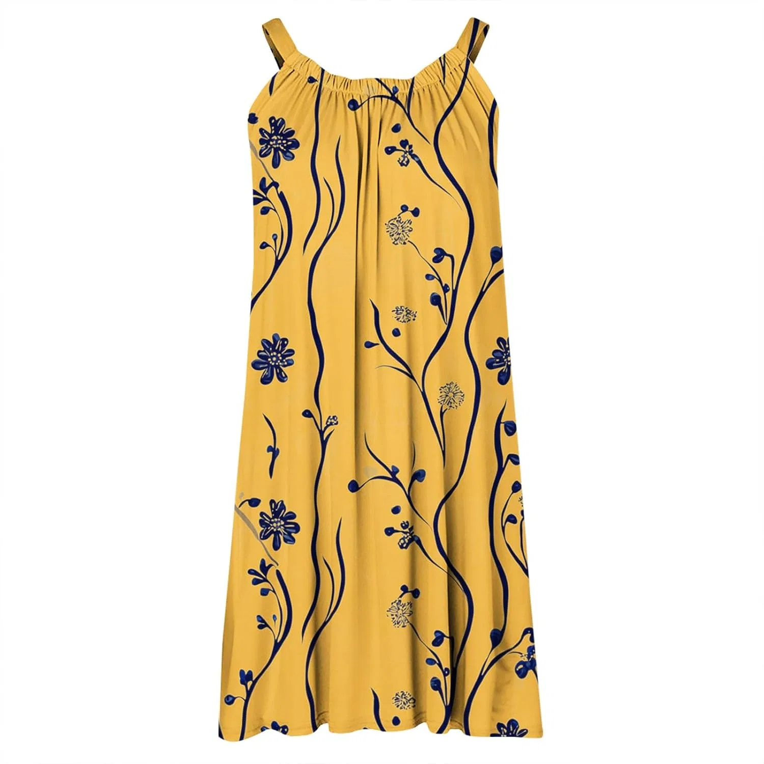 Женское летнее мини-платье с V-образным вырезом Boho, Yellow — фото 4