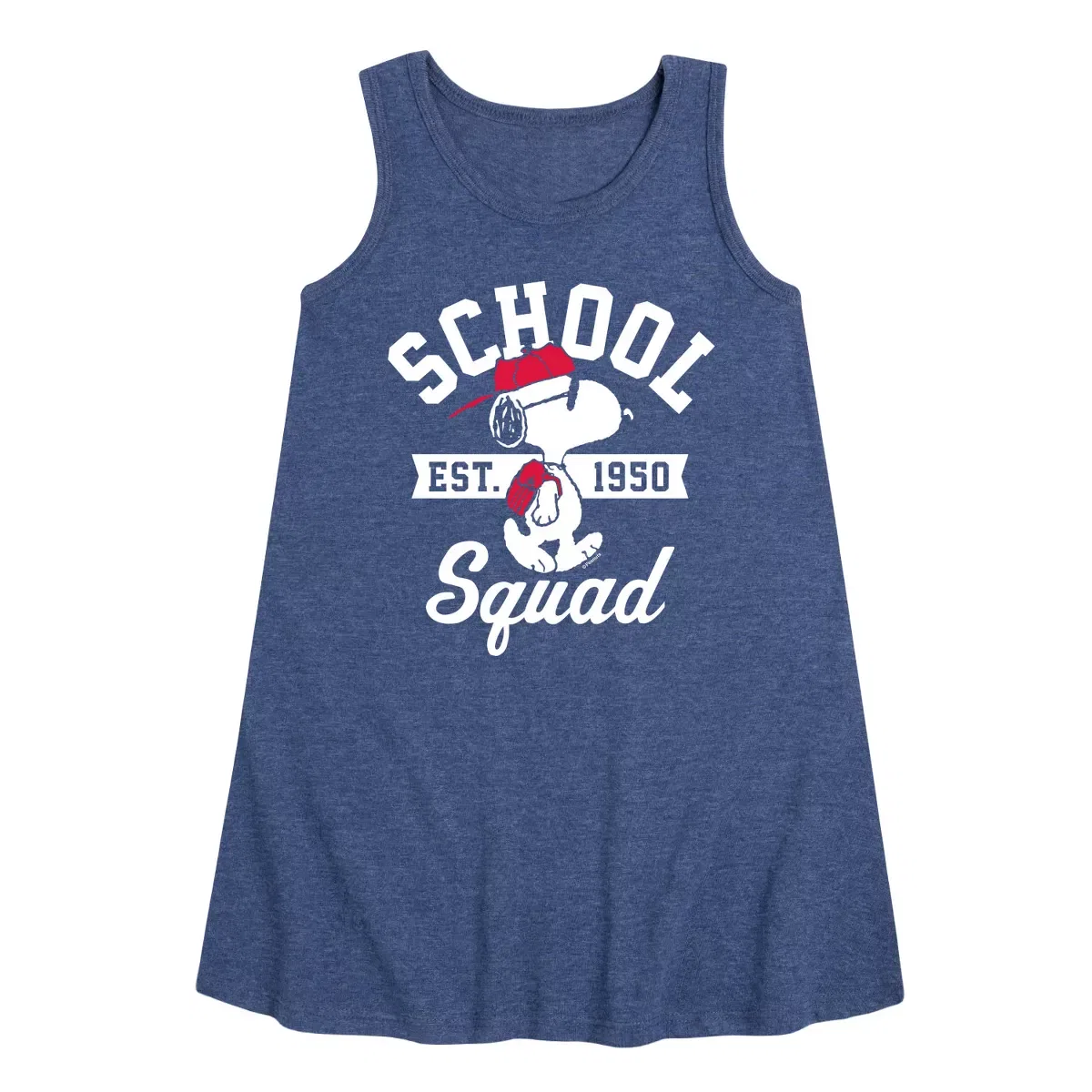 Детское платье-трапеция без рукавов Snoopy School Squad Peanuts, Heather Navy