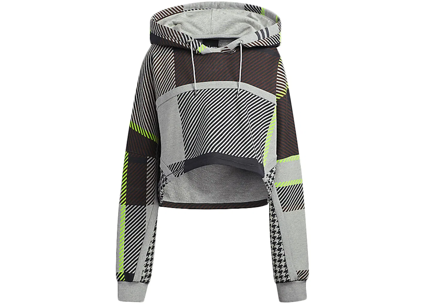 Женский укороченный худи с принтом Allover Print Cropped Hoodie Adidas, Medium Grey Heather/Black/Brown