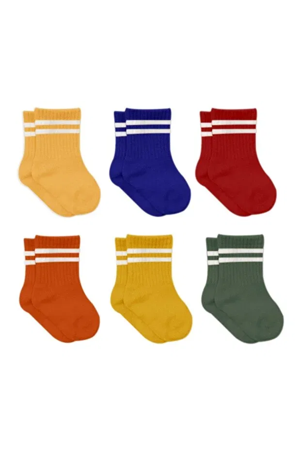 Детские носки для новорожденных в полоску 6-Piece baby socks (with hoop) Bistyle, Yellow
