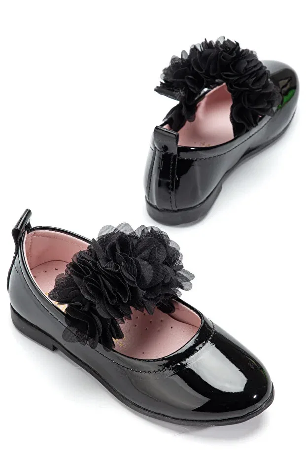Детские балетки для девочек с бантом Two-Layer bow tie ballerina shoes Shr Kids, Black — фото 3