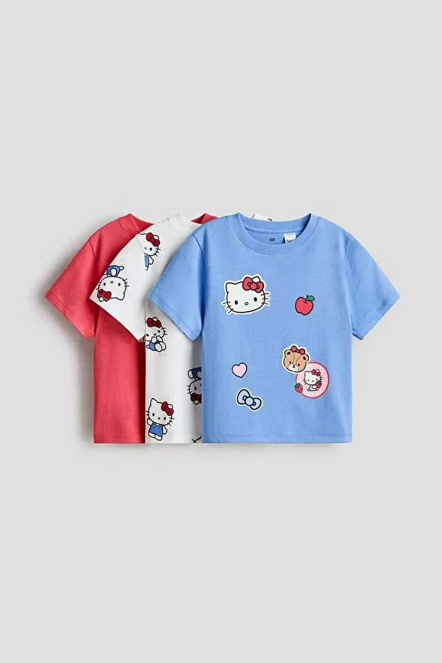 Детский комплект футболок с принтом Hello Kitty H&M, Light Blue — фото 4