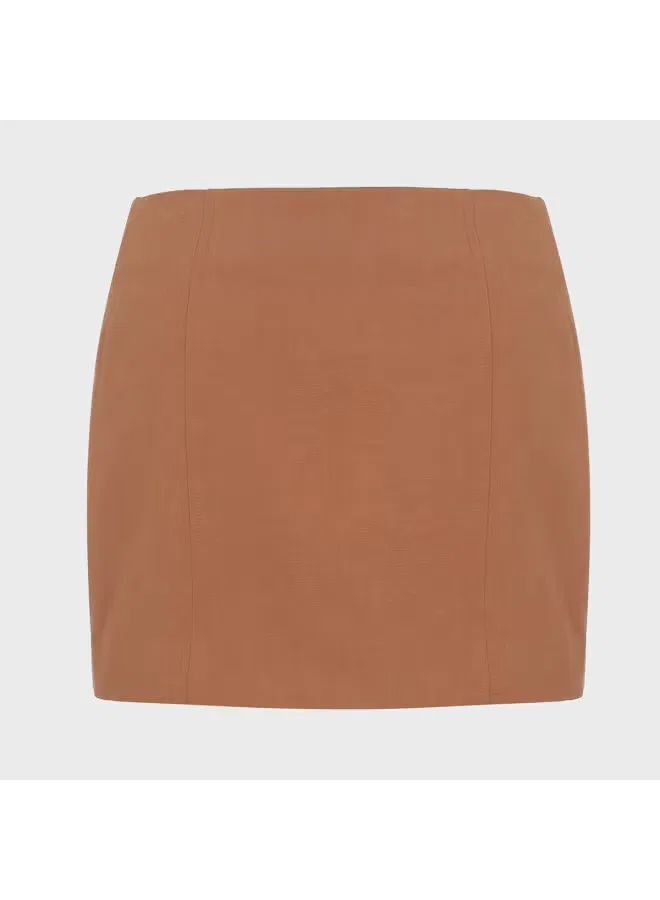 Юбка-трапеция мини с декоративным узлом Zara, коричневый — фото 3