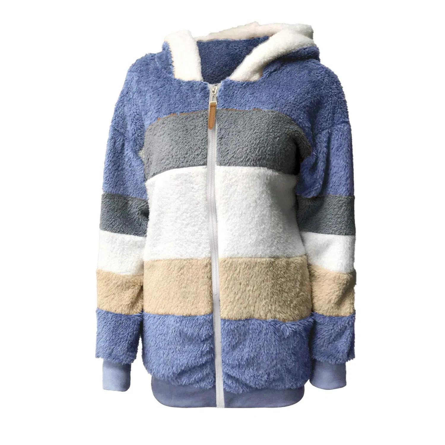 Женская куртка из флиса с капюшоном, оверсайз, Teddy UK, Blu