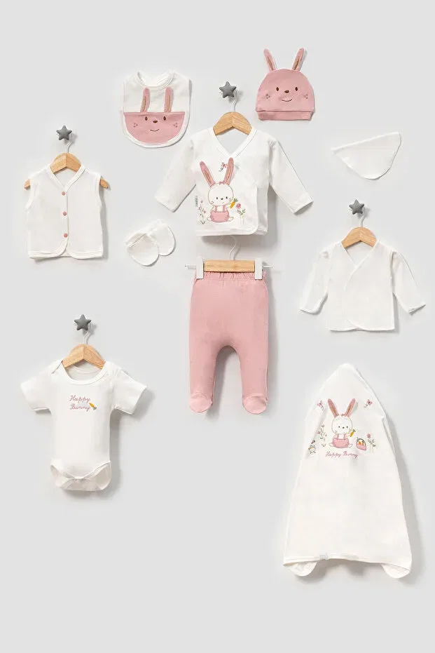 Детский комплект одежды для новорожденных с вышивкой кролик Neu Kids, Salmon — фото 2