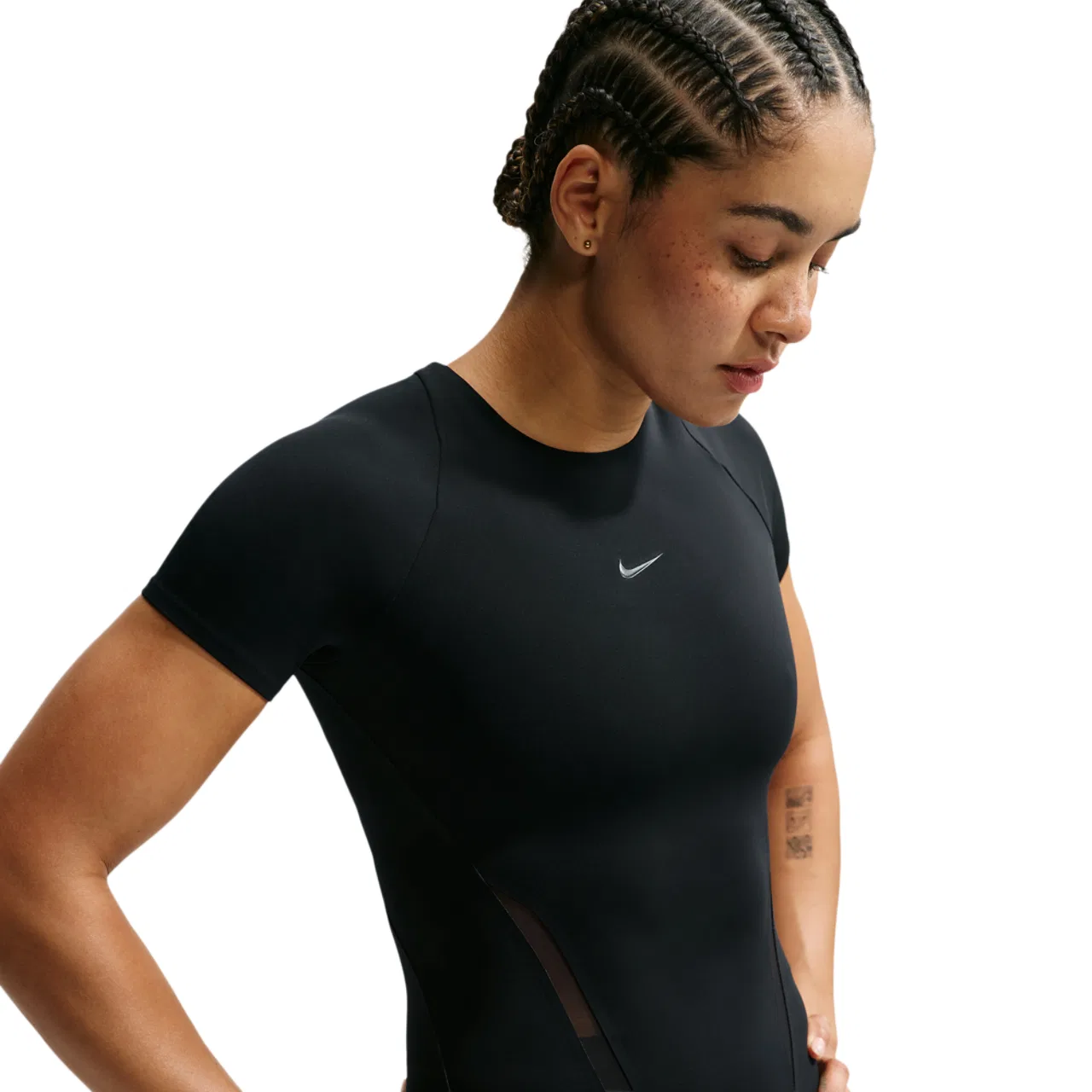 Женская футболка с длинным рукавом Nike Dri-FIT Universal SS Mesh Top, Anthracite Black Dk Smoke Grey — фото 3