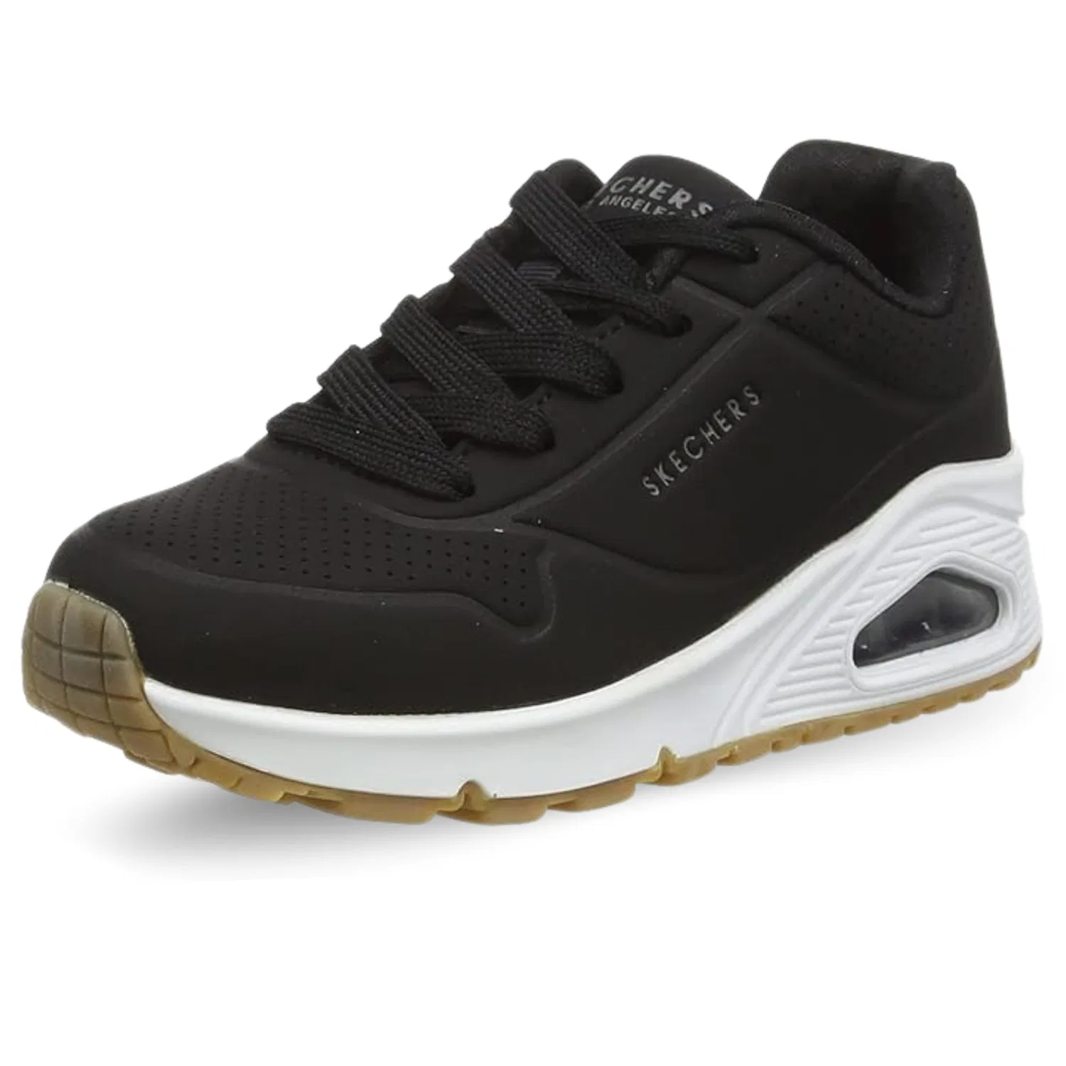 Детские кроссовки для девочек без каблука One Stand on Air 310024l Skechers, Black Pu White Trim