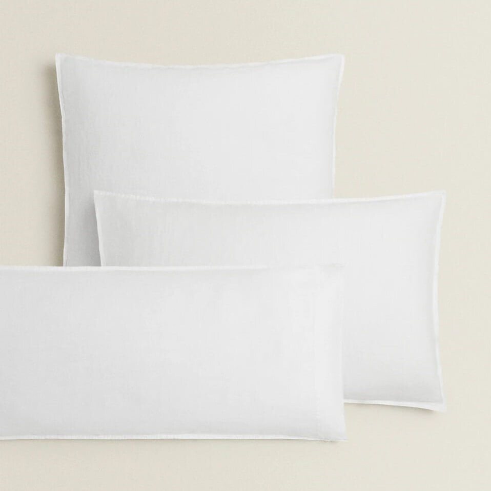 

Наволочка Zara Home (160 gsm) Washed Linen, белый