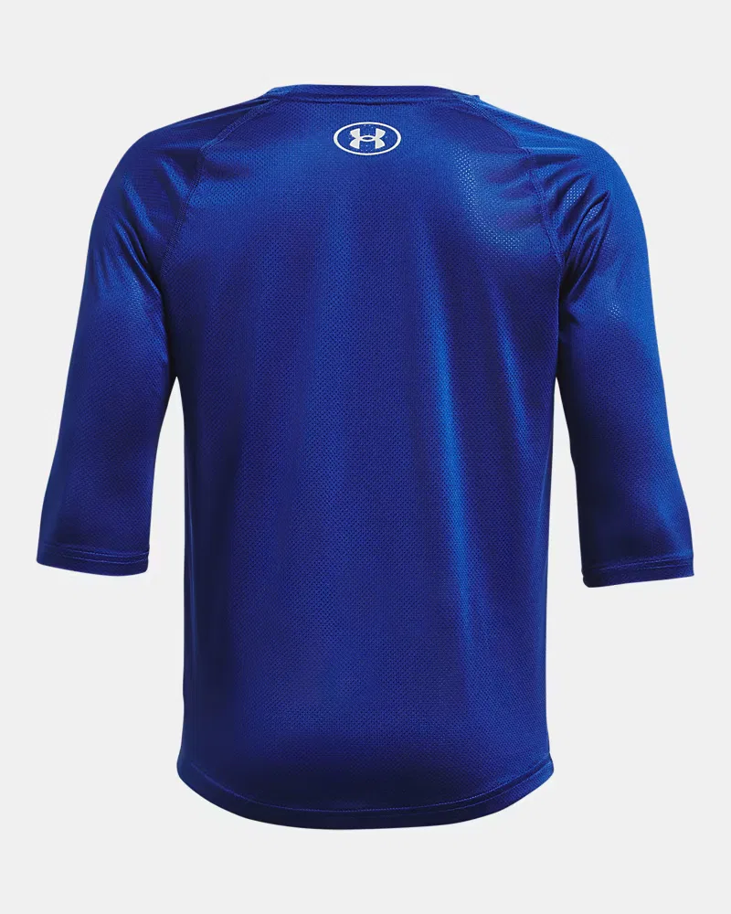 Рубашка для мальчиков с рукавом реглан ¾ и сетчатыми вставками UA Utility UnderArmour, Mod Gray Full Heather/Royal — фото 2