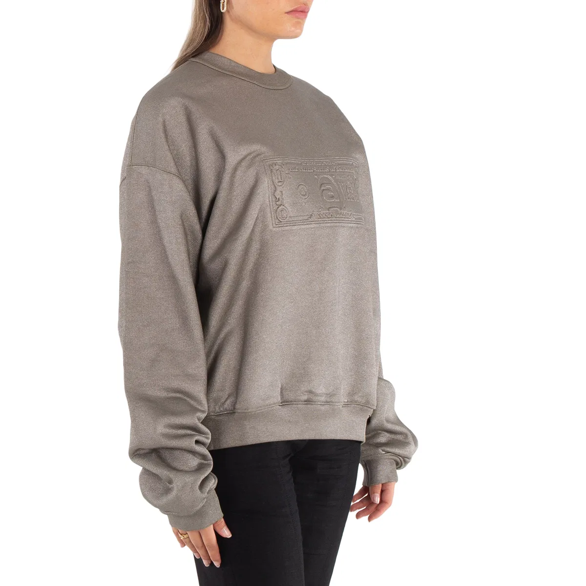 Свитшот с длинным рукавом Dollar Bill Embossed Alexander Wang, Metallic Sanctuary — фото 3