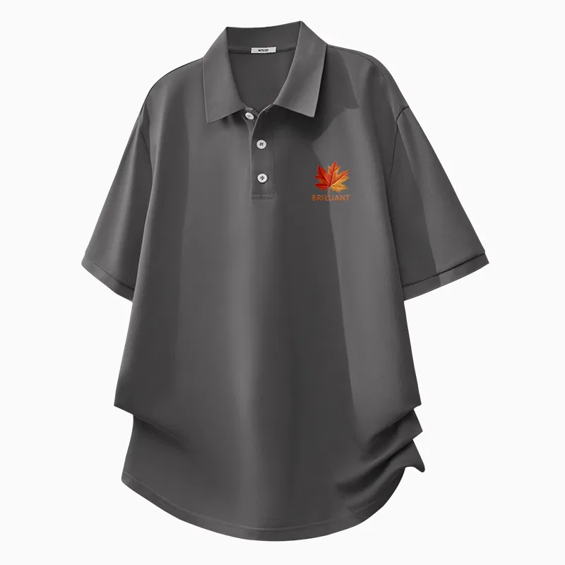 Детское поло с хлопковым покрытием Maple Leaf Chest Logo Gradient, MINISO, [Cotton-Like Quick-Dry]Dark Gray (Maple Leaf Chest Logo Gradient)