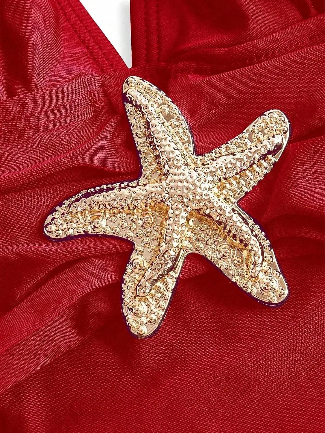 Женский монокини с узлом и завязками на спине, Red — фото 2