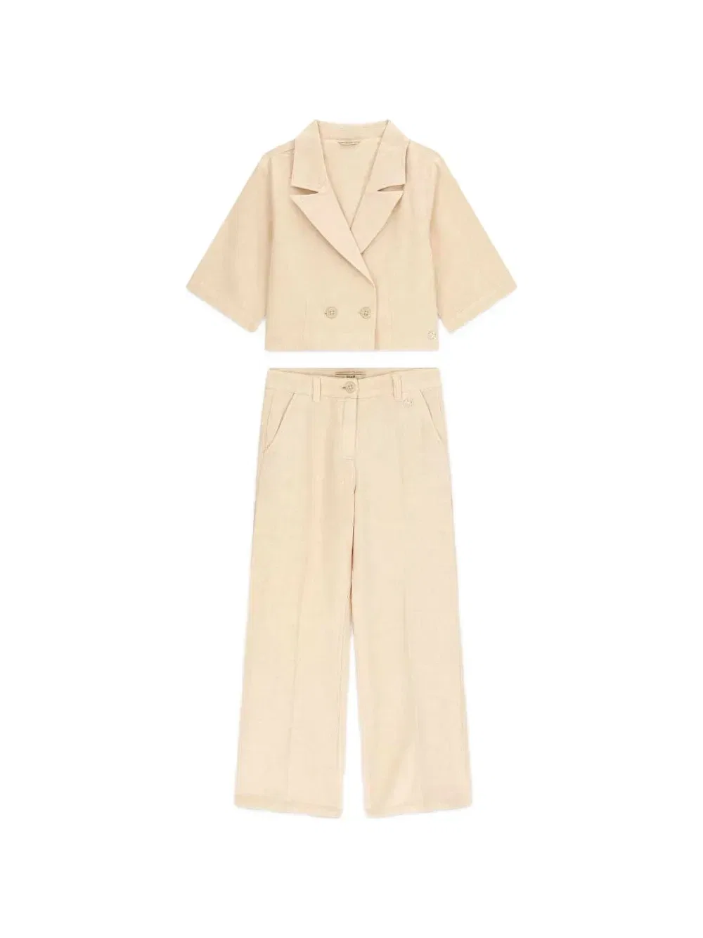 Комплект из брюк и двубортного жакета с короткими рукавами GUESS Kids, бежевый