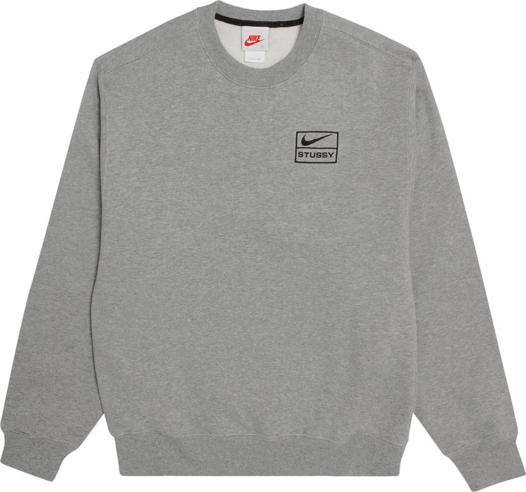 Толстовка Nike x Stussy NRG BR Crew Fleece 'Grey', серый - фото