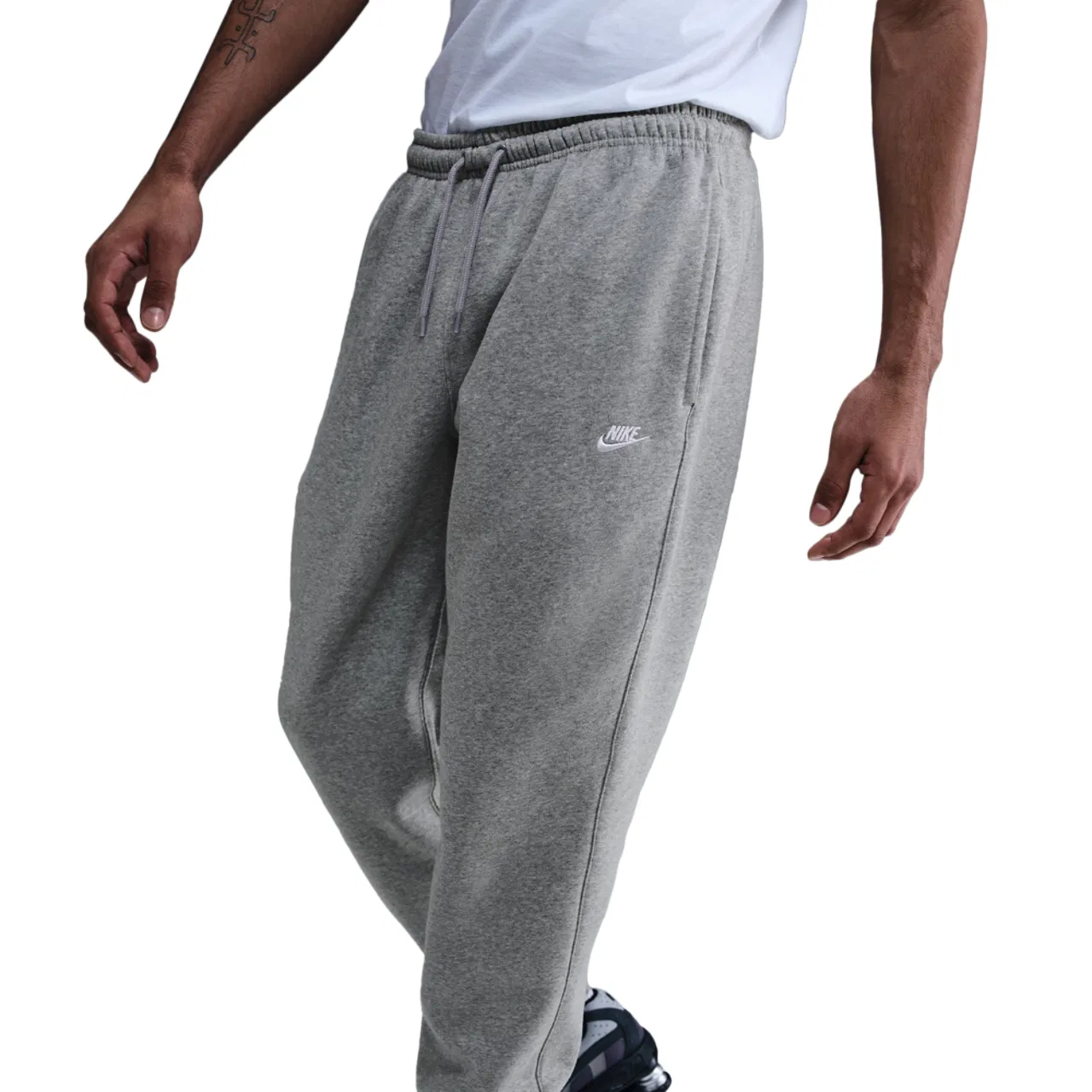 Мужские спортивные брюки из флиса Club Cuff Nike, цвет White/Dk Grey Heather/Lt Smoke Grey