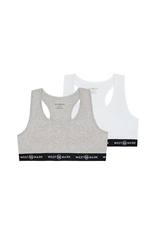 Детский бюстгальтер для девочек хлопковый набор 2 шт Basics Westmark London, Gray / White