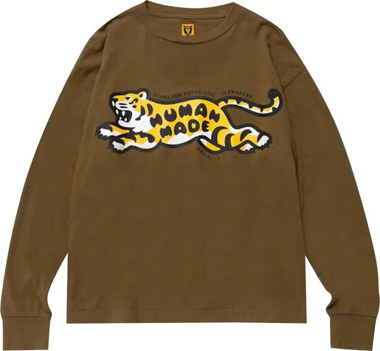 

Футболка Human Made Tiger Long-Sleeve T-Shirt 'Olive Drab', зеленый