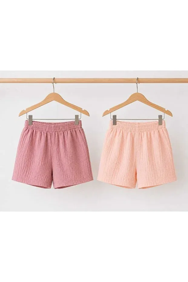 Детские шорты для девочек хлопковые Basics Coolcix, Salmon-Rose — фото 2