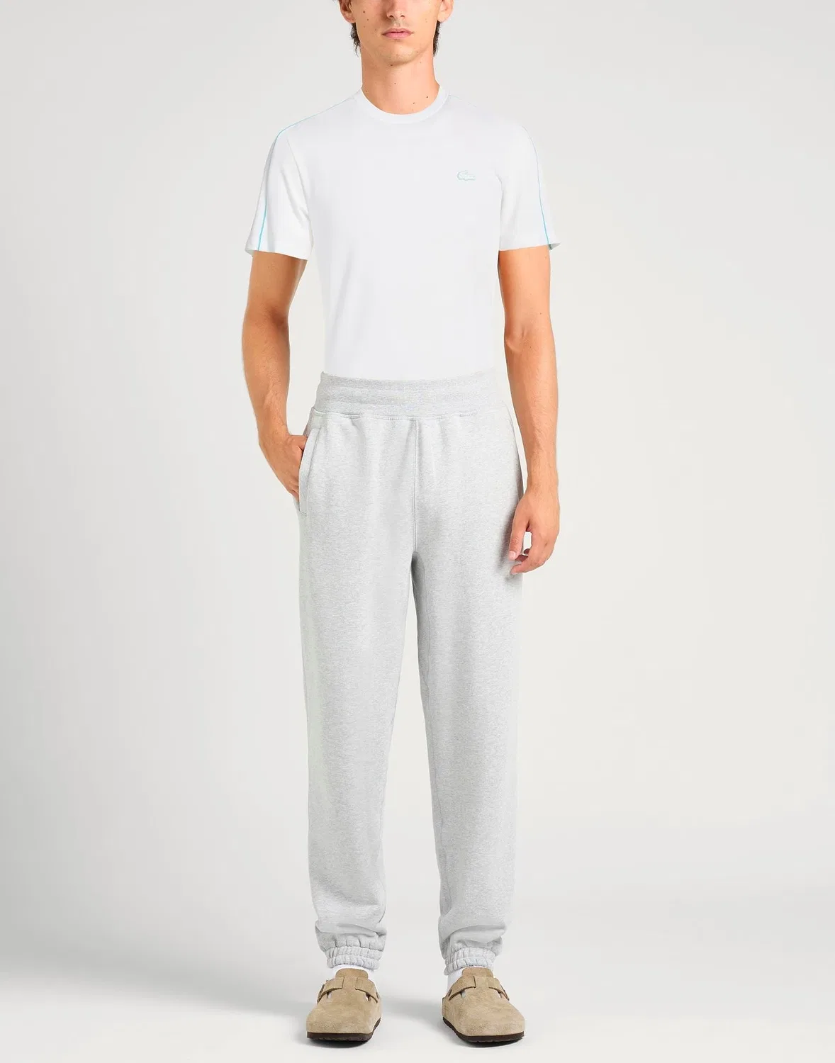 Мужская футболка из пике с аппликациями Lacoste, белый — фото 2