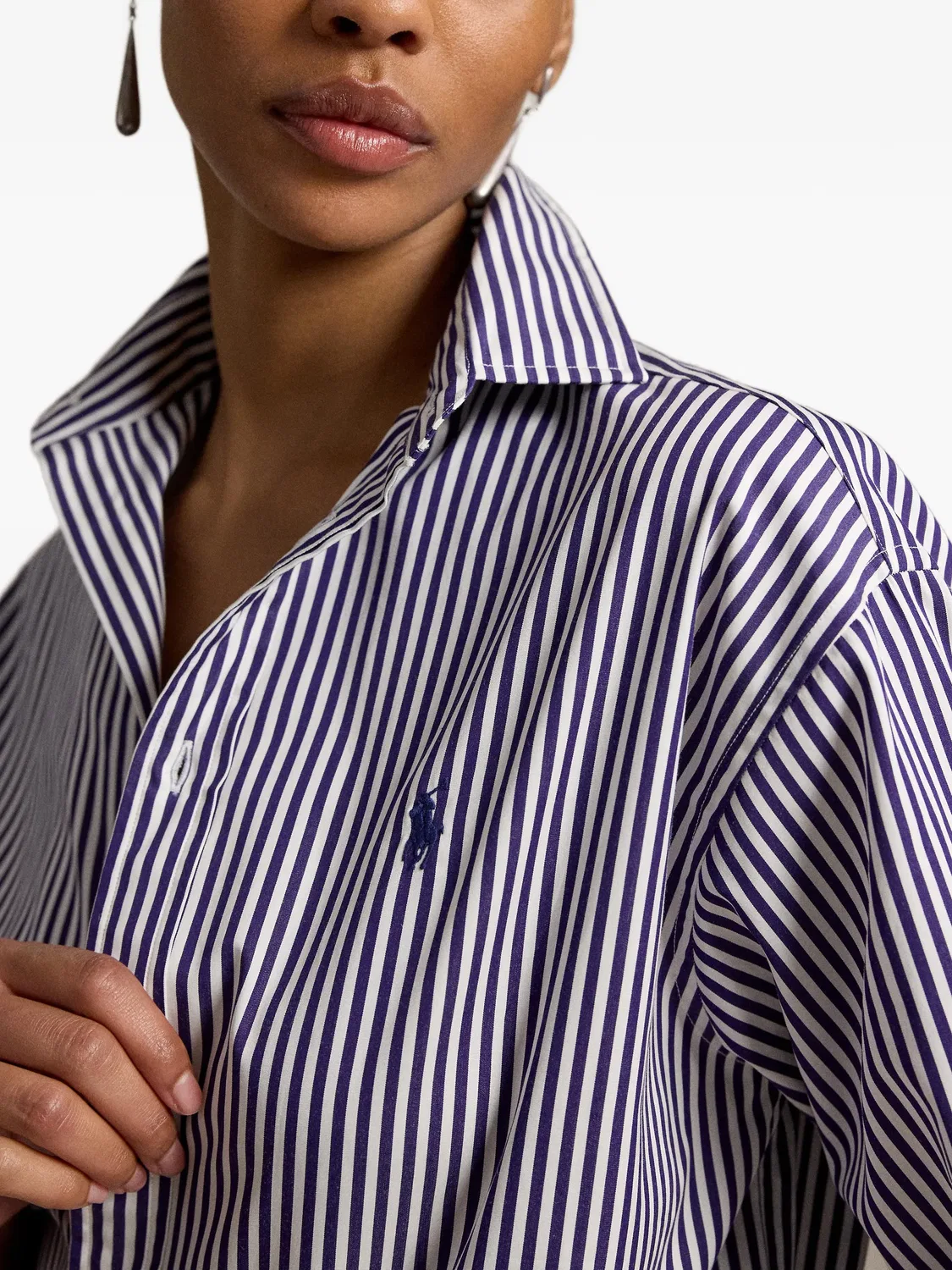 Хлопковая рубашка в фиолетовую полоску Polo Ralph Lauren, фиолетовый — фото 4