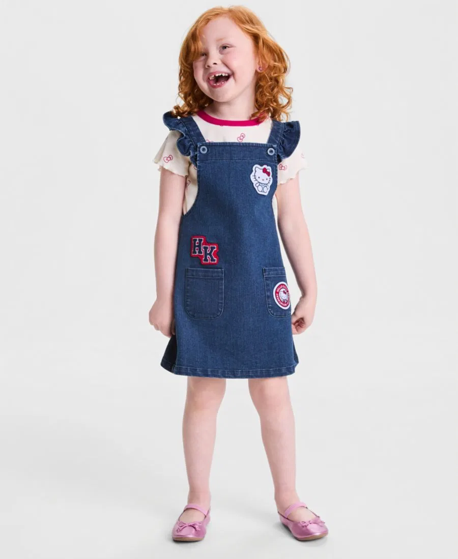 Комплект из футболки и джинсового сарафана Hello Kitty, Denim Blue