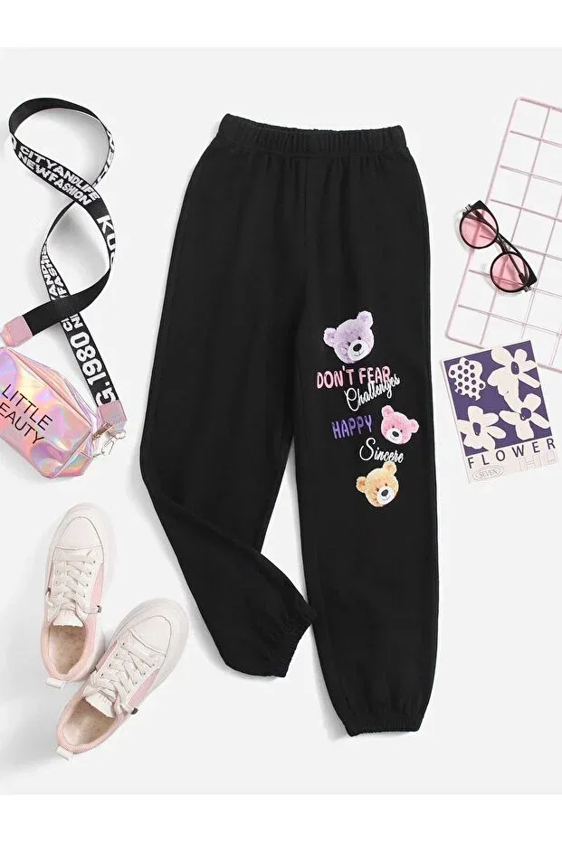 Детский спортивный костюм с принтом Happy Teddy Bear Kids, Black