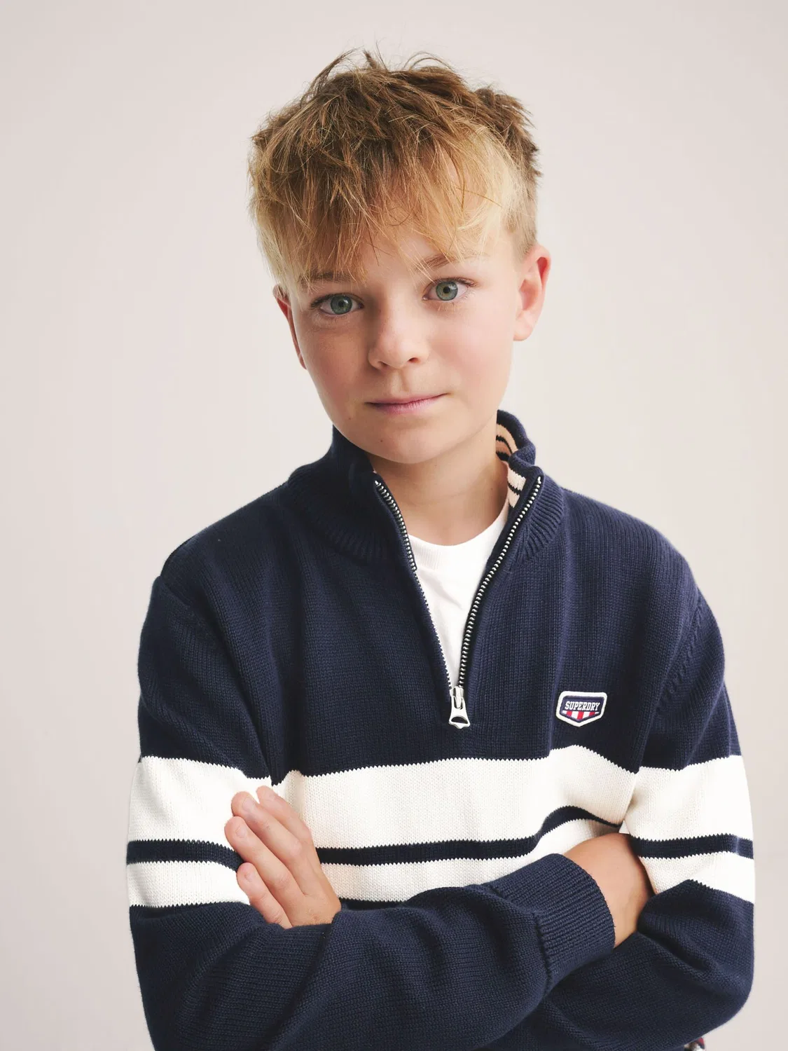 Джемпер с кабельным узором Superdry, Navy/White