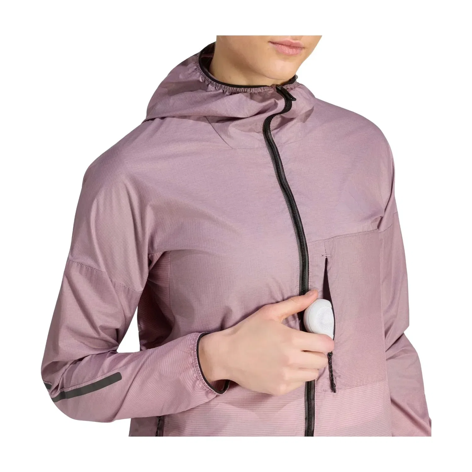 Женская ветрозащитная куртка с капюшоном Adidas Terrex Xperior Clima365 Light Windweave Jacket, розовый — фото 4