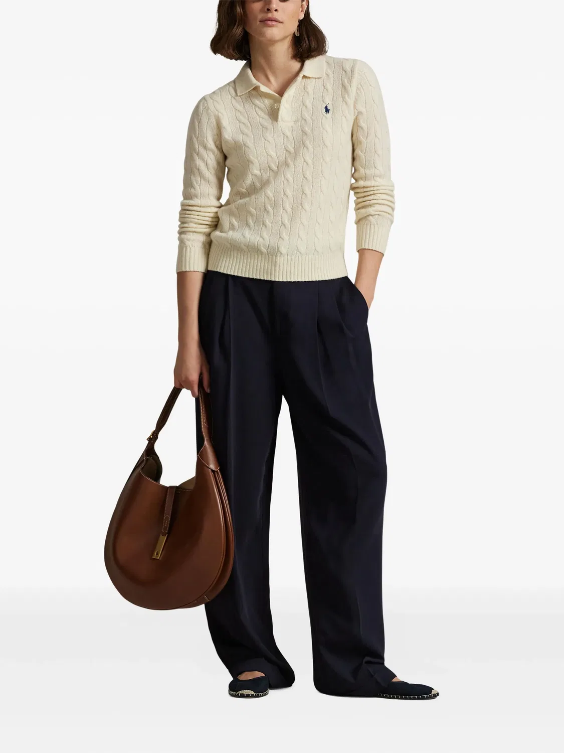 Свитер-поло из шерсти и кашемира Polo Ralph Lauren, нейтральные — фото 4