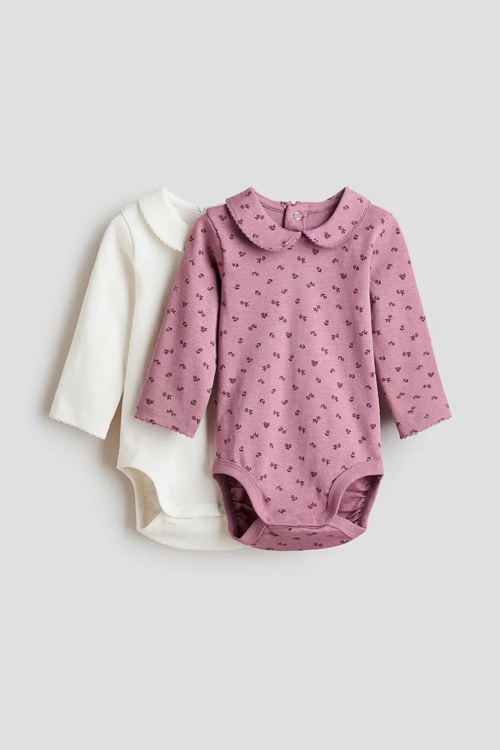 Комплект из 2 боди с воротником H&M, Helllila/Geblümt