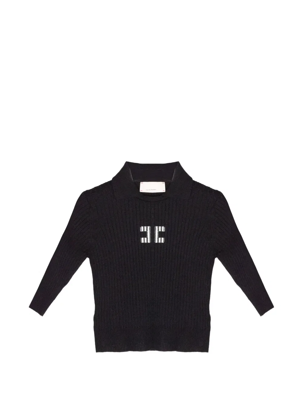 Свитер в рубчик с логотипом Elisabetta Franchi Kids, черный
