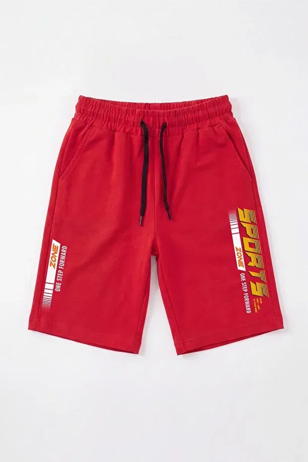 Детские шорты для мальчиков с принтом комплект 3 шт Fyk Kids, Red-Black-Khaki — фото 2
