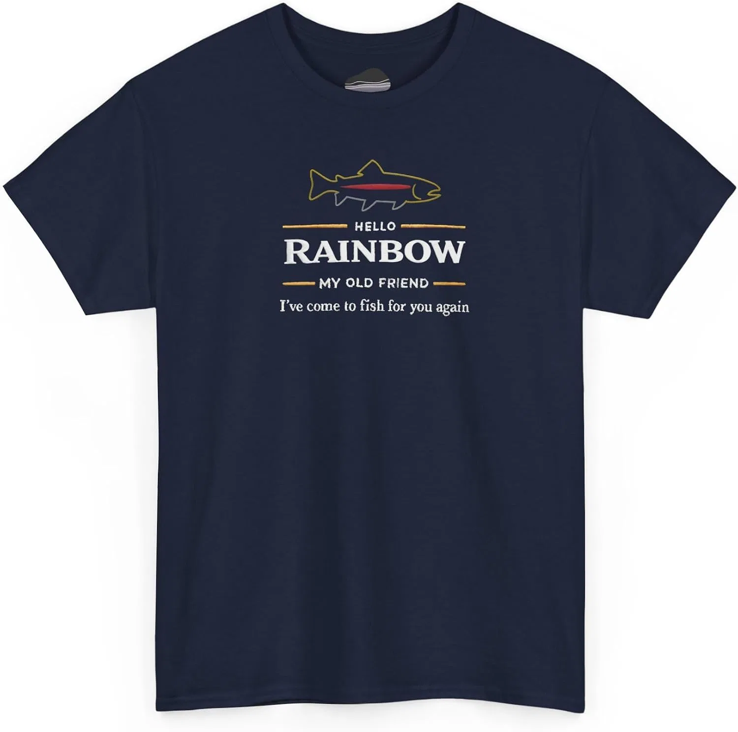 Женская футболка с принтом Hello Rainbow My Old Friend, тёмно-синий — фото 4