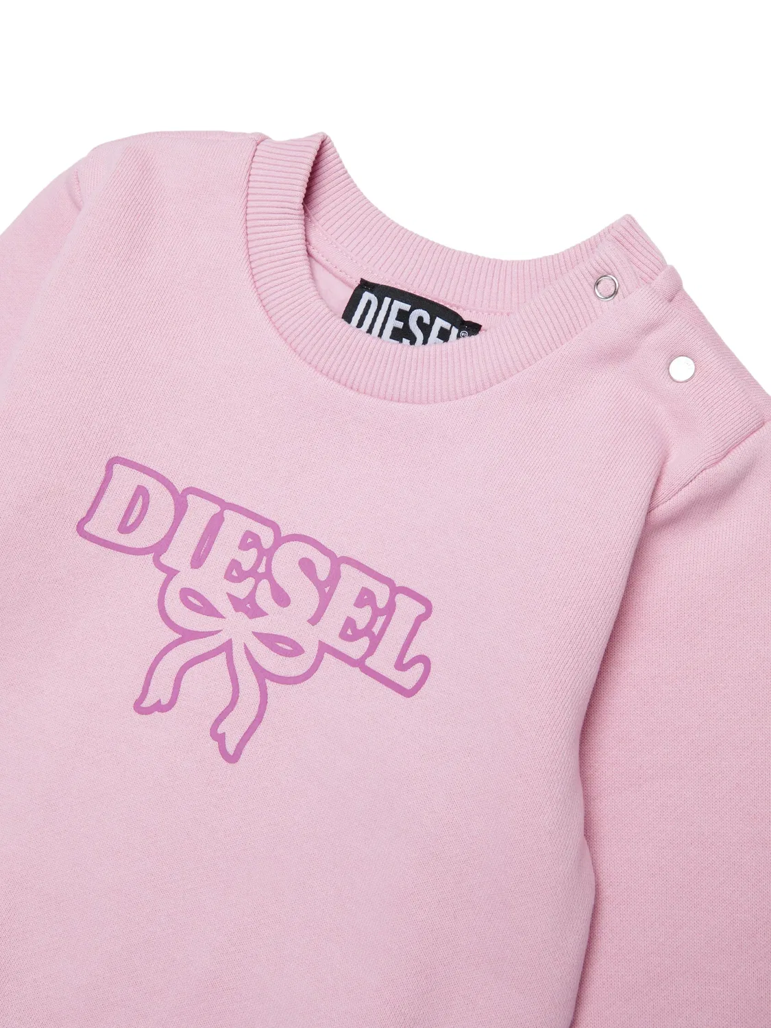 Хлопковый свитшот с логотипом и бантом Diesel, розовый — фото 2