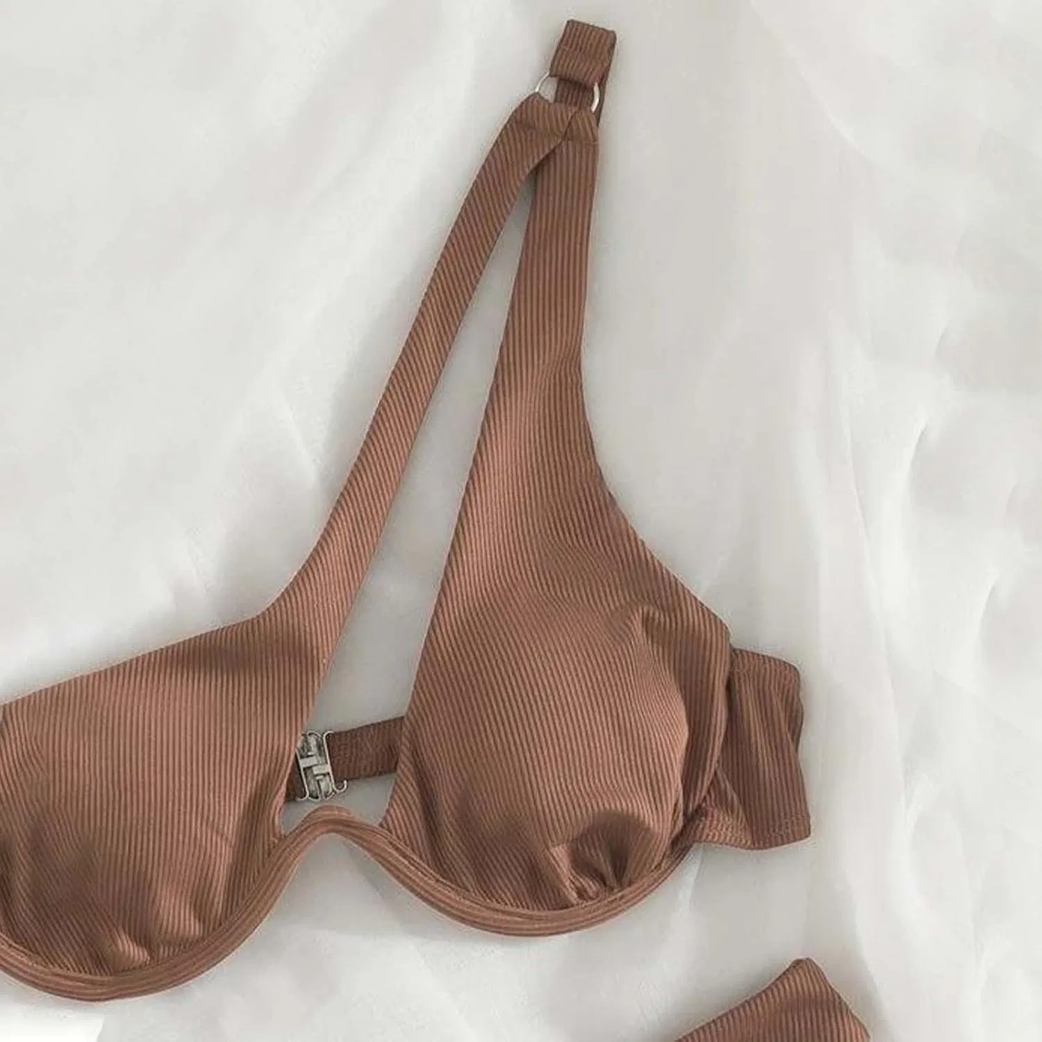 Женский бикини-комплект с одним плечом Brazilian Bikini Sets for Women, Brown — фото 4