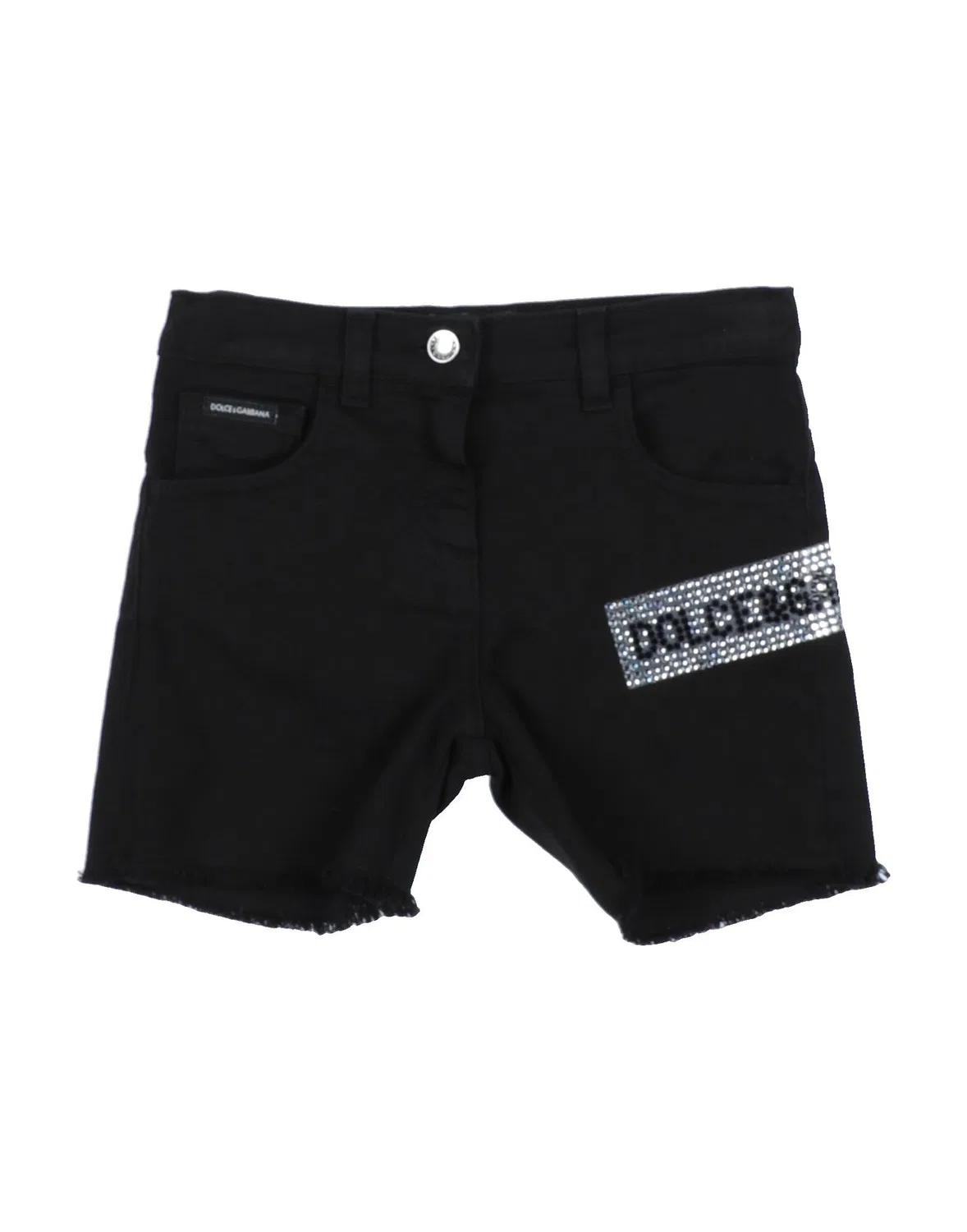 Детские джинсовые шорты для девочек с декором Dolce&Gabbana, черный