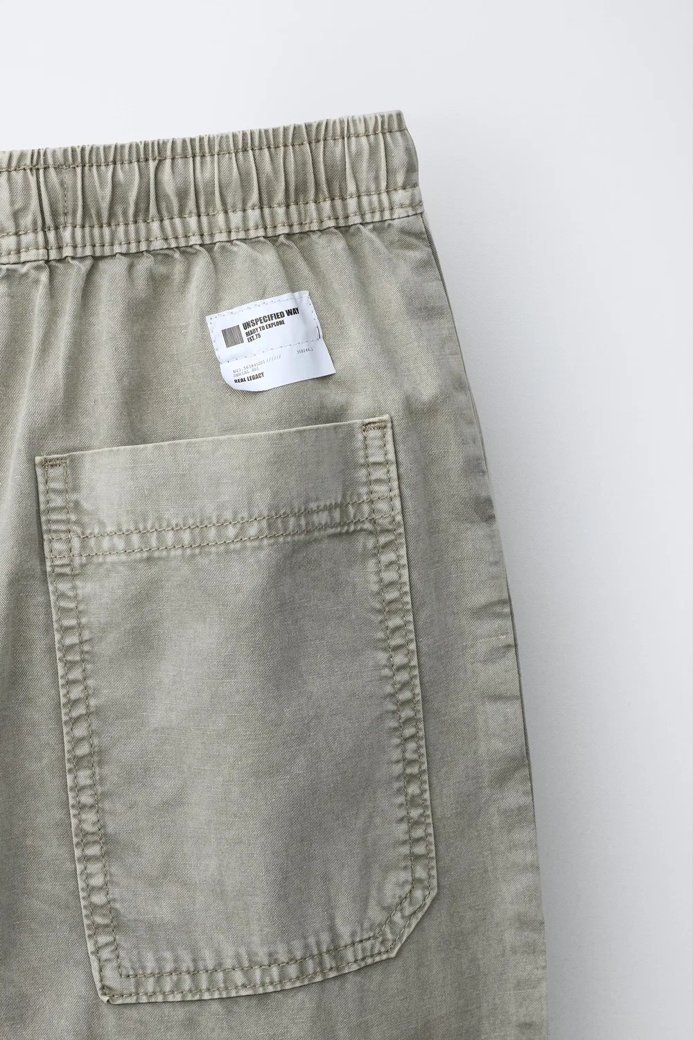 Свободные брюки с эффектом потертости из хлопка и льна ZARA, Taupe Grey — фото 4