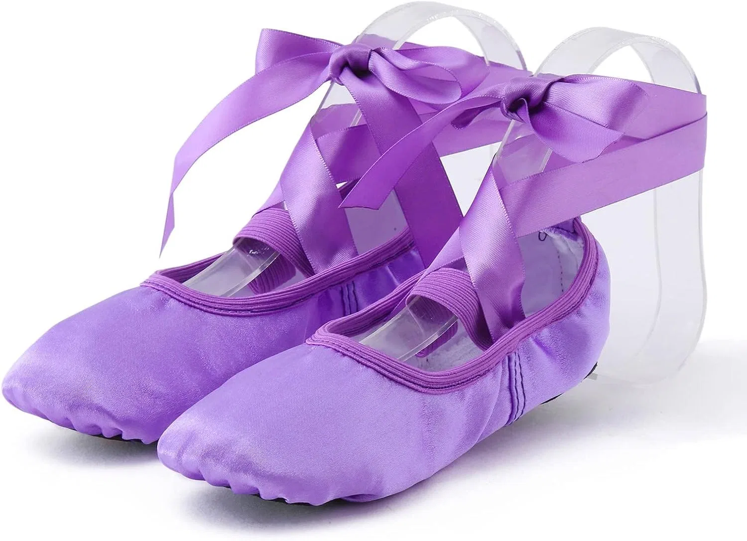 Детские балетки для девочек с лентами Ballet Shoes for Girls, Purple — фото 3