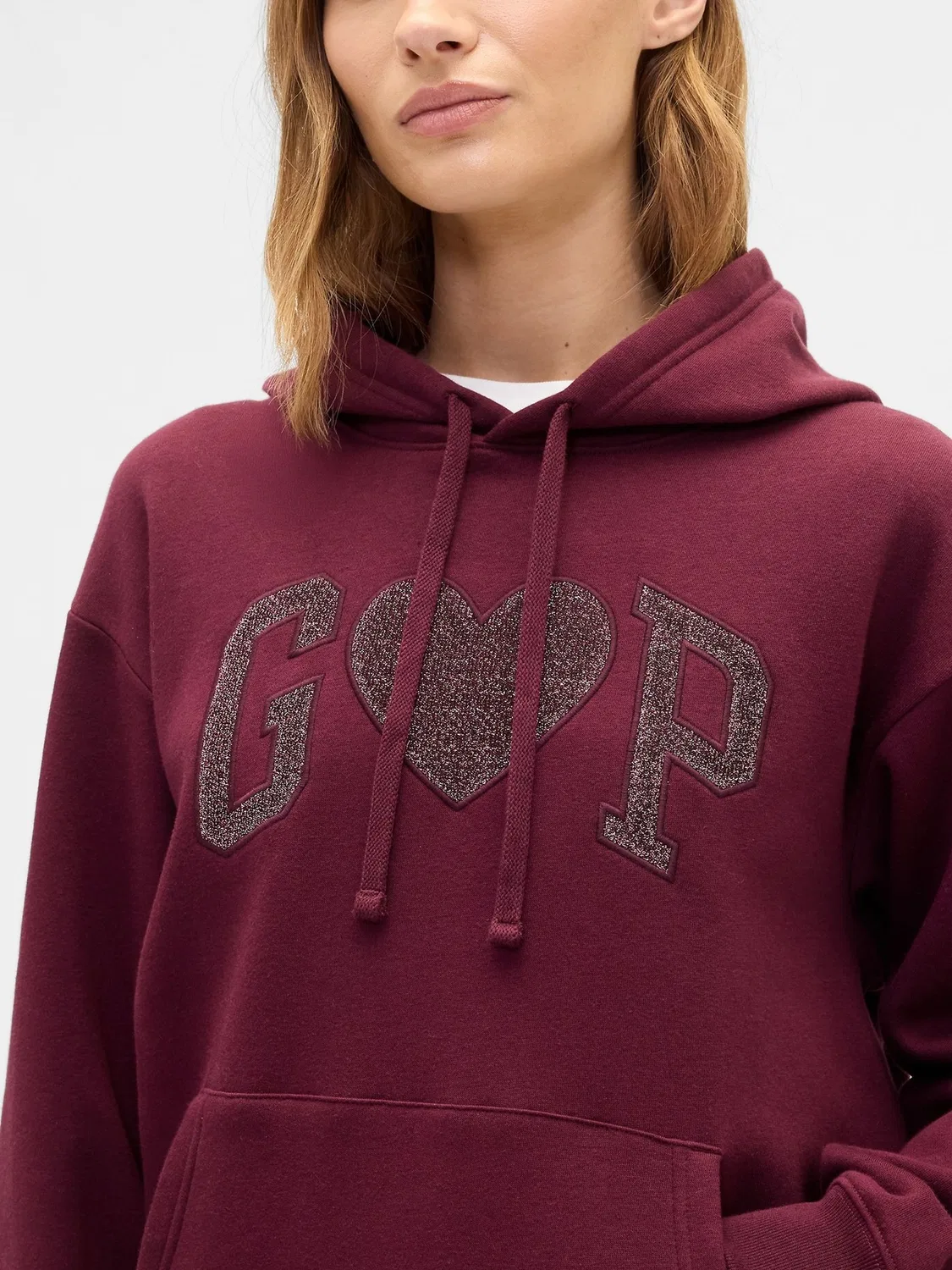 Худи с капюшоном, свободная посадка Gap, Бургунди Ред — фото 4
