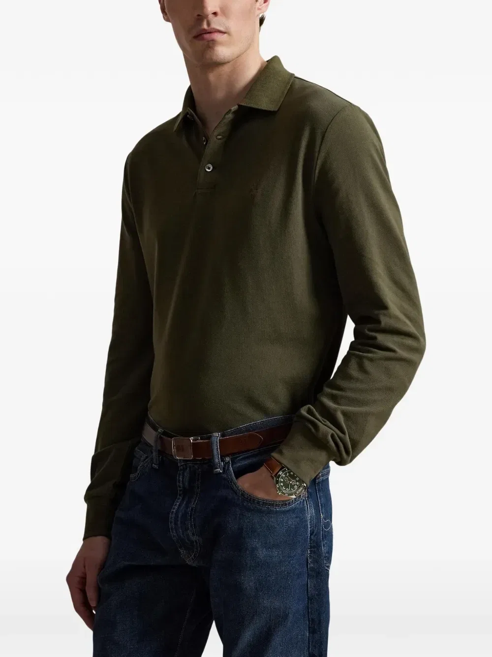 Рубашка-поло узкого кроя Polo Ralph Lauren, зеленый — фото 3