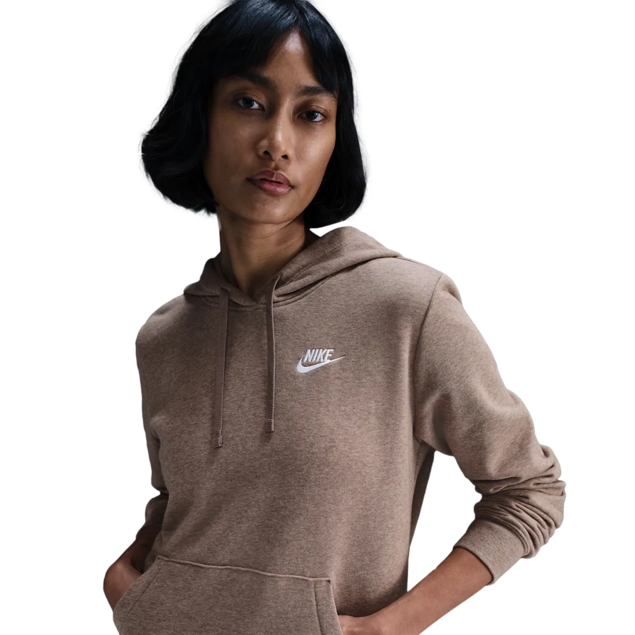 Женское худи Club Fleece PO Nike, цвет Mink Brown/Heather/White